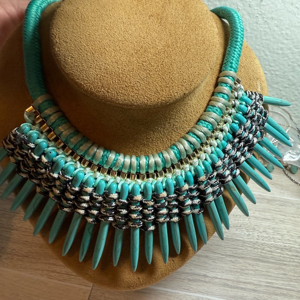 Baublebar Turquoise Spike Statement Necklace Bold… - image 3